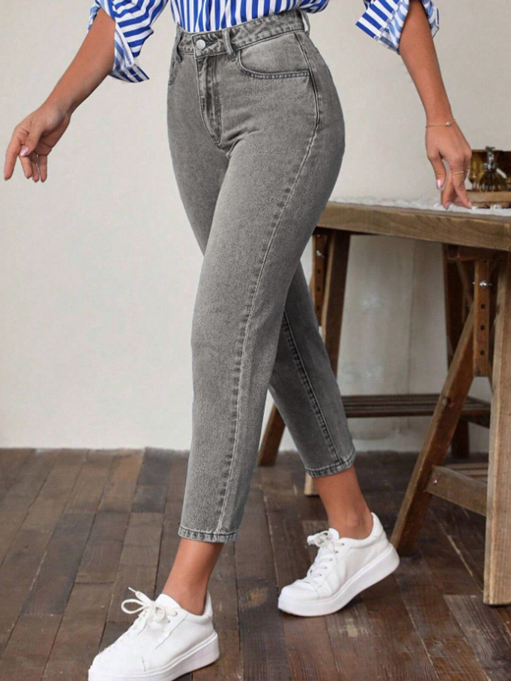 Jean skinny stretch rétro taille haute pour femme