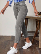Jean skinny stretch rétro taille haute pour femme