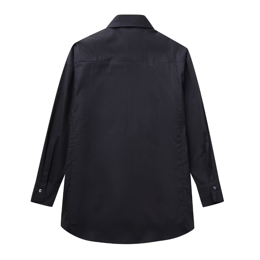 Chemise ample à manches longues ornée de rivets, style streetwear pour femme