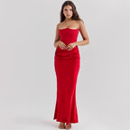 Robe longue bustier moulante, robe de soirée sexy sans dos pour femmes