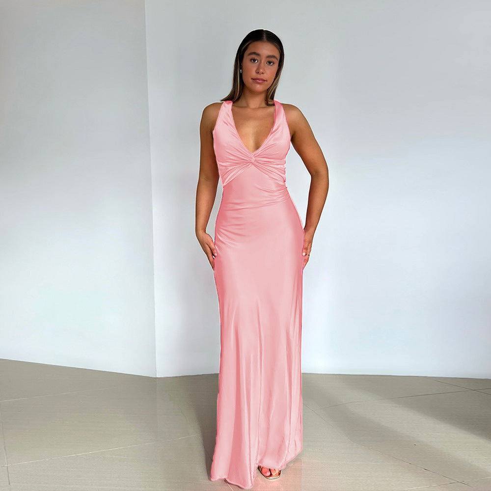 Robe en satin pour femme, coupe ajustée, style personnalisé