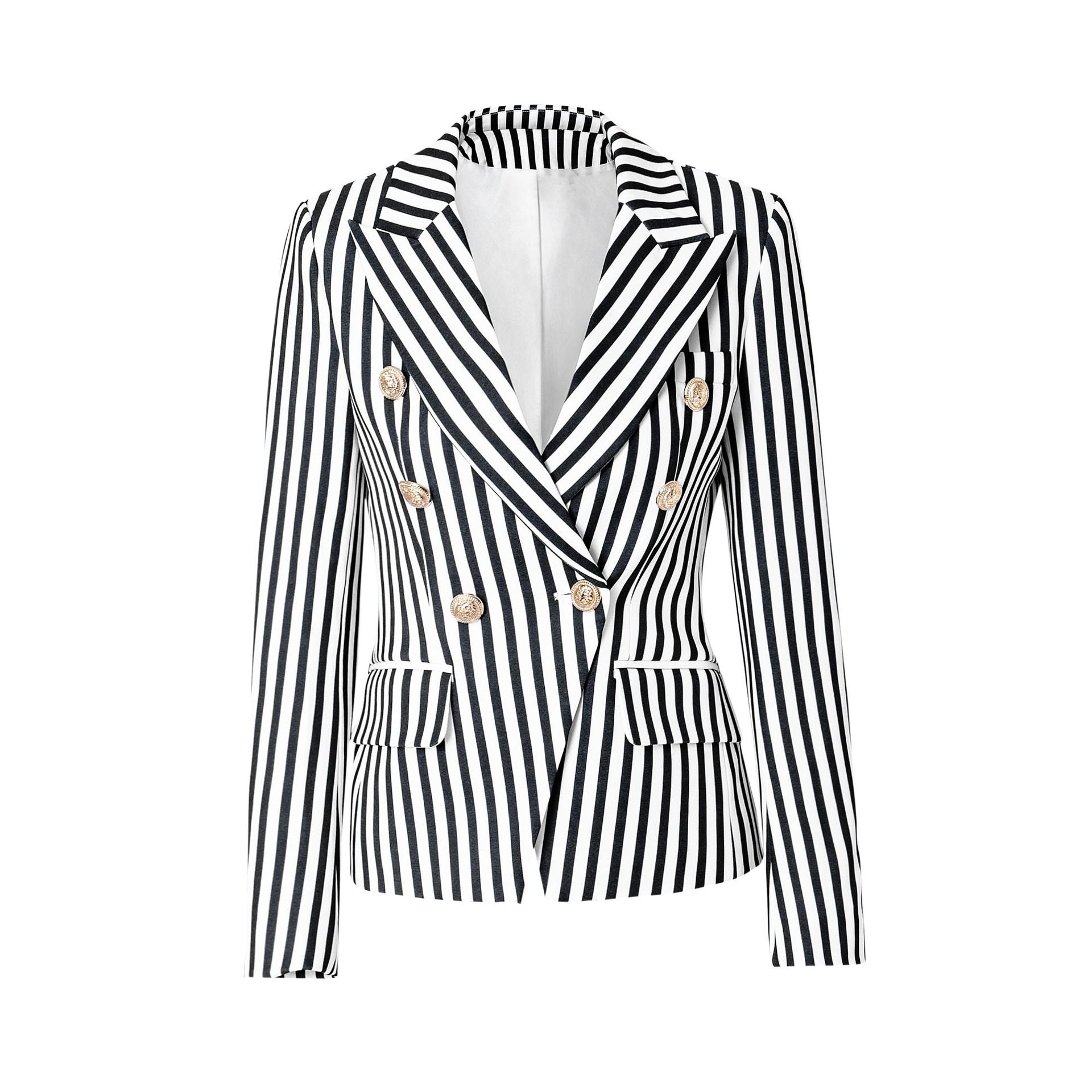 Slim-fitting Double-breasted Blazer With Vintage Stripes