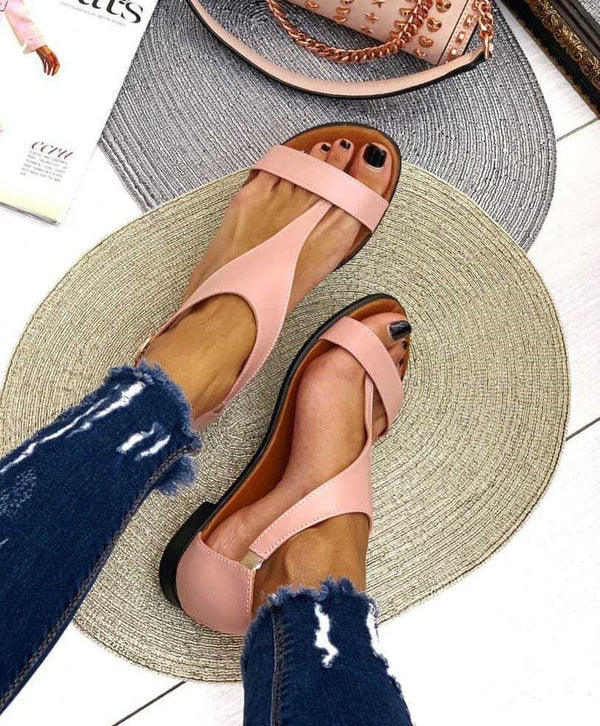 Sandales plates à boucles grande taille pour femmes 40-43