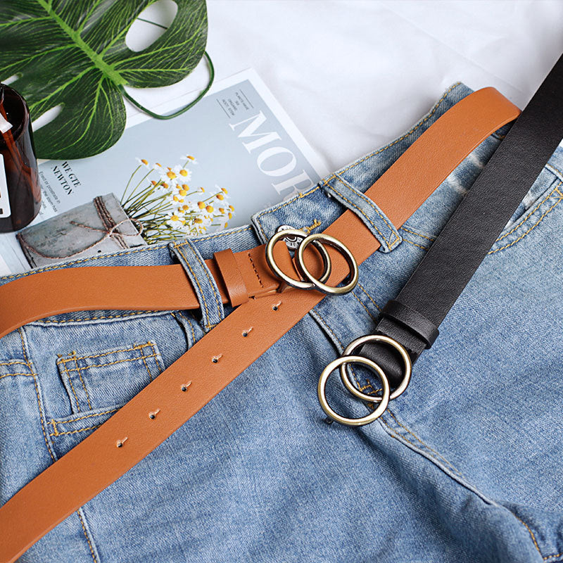 Ceinture femme avec boucle ronde en bronze