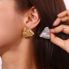 Boucles d'oreilles clous triangulaires en or 18 carats, style niche Ins, rétro, pour femmes, bijoux