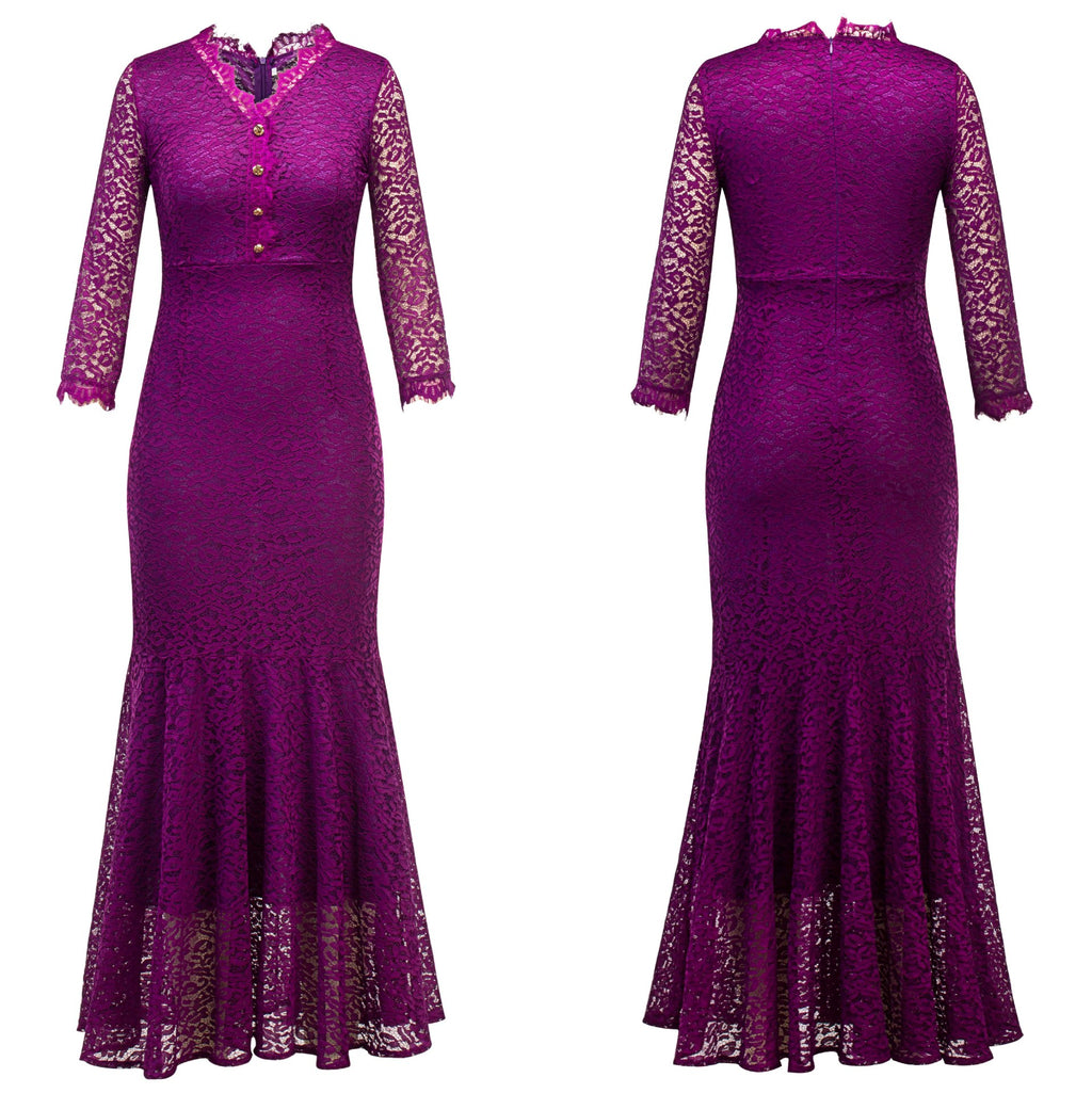 Robe de soirée florale et robe de mariée à col en V