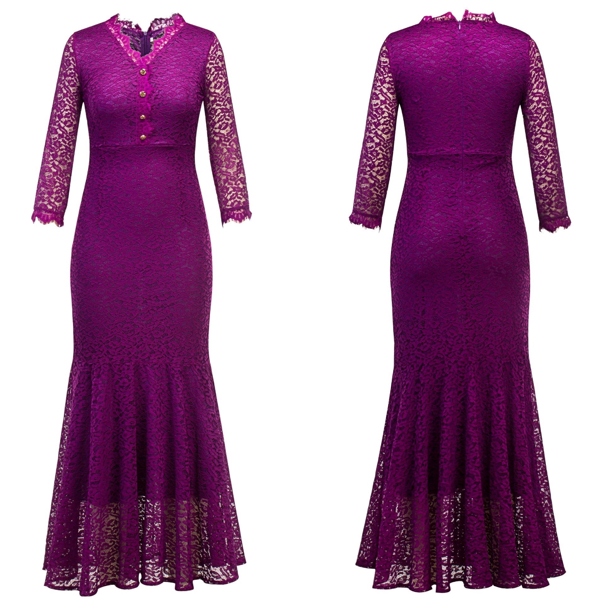 Robe de soirée florale et robe de mariée à col en V