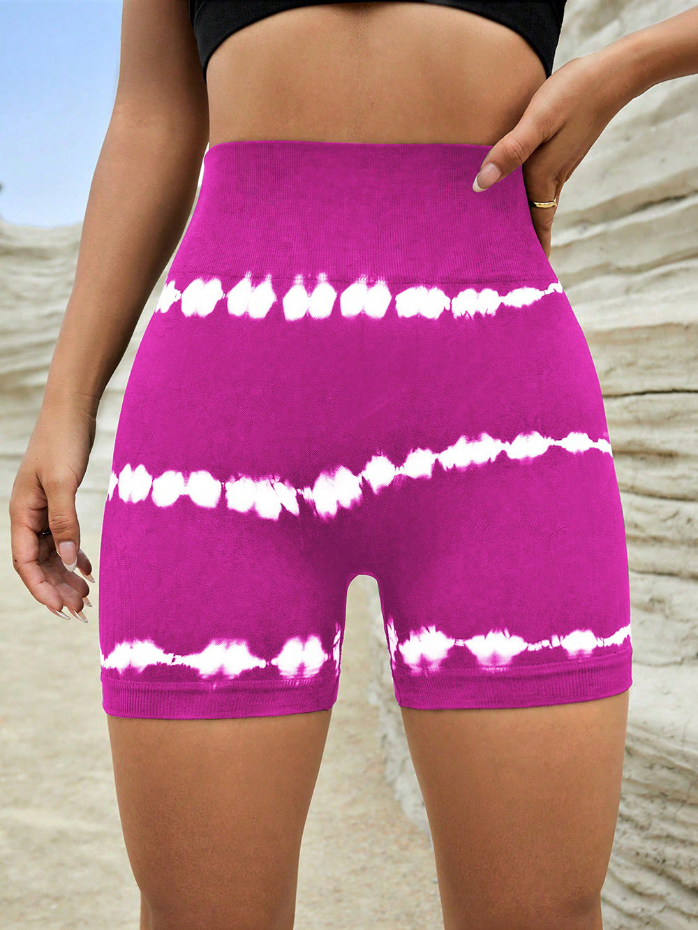 Shorts de yoga taille haute tie-dye pour femmes