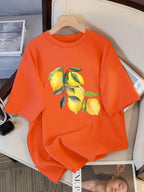 T-shirts à motif citron créatifs Femme décontracté doux hauts mode