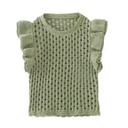 Gilet pull en tricot décoratif superposé évidé pour femmes