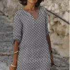 Robe mi-longue à manches multicolore