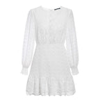 Robe en mousseline ajourée pour femme, robe de soirée, robe élégante