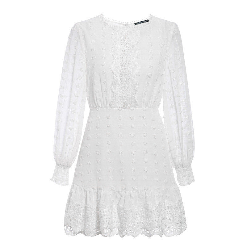 Robe en mousseline ajourée pour femme, robe de soirée, robe élégante