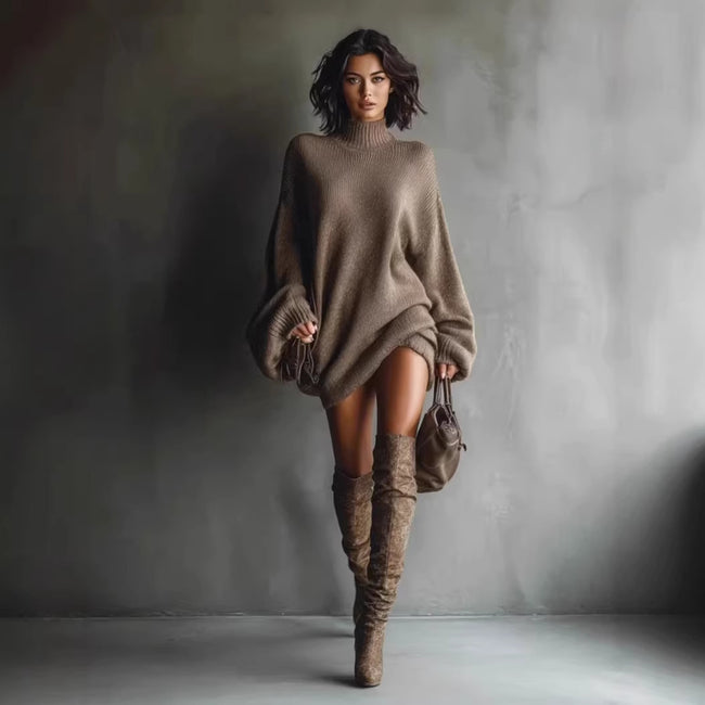 Nouvelle Robe Tricotée d'Automne pour Femmes Hover Image
