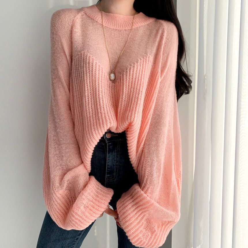 Pull en tricot à manches lanternes et sens artistique pour femme