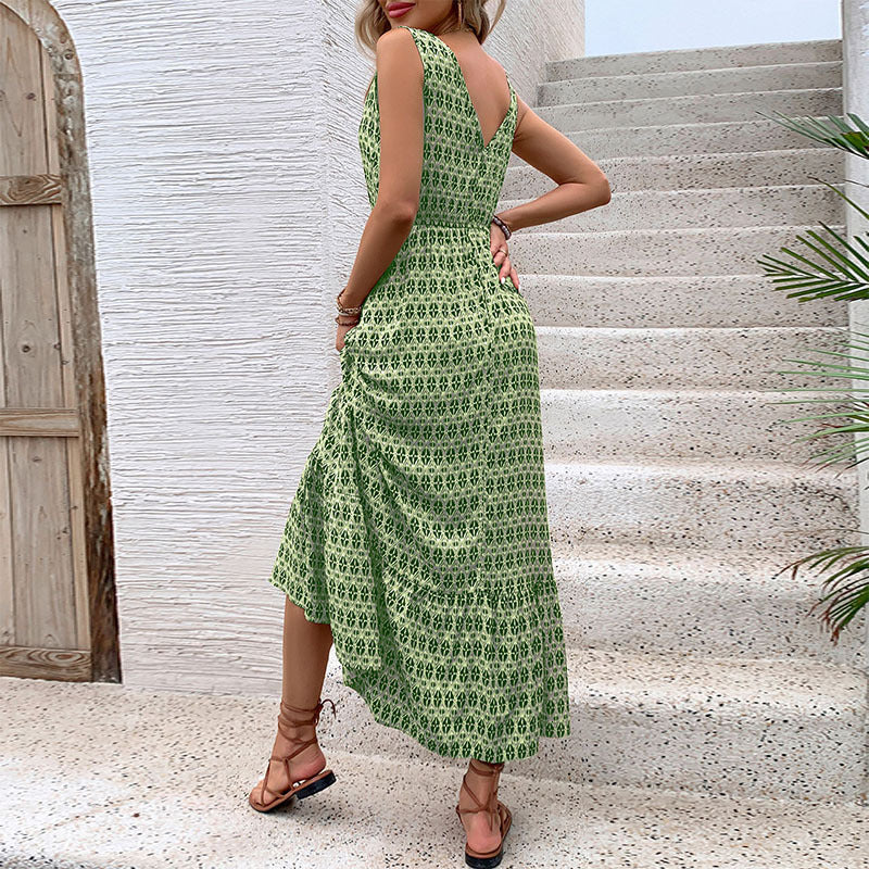 Robe sans manches à imprimés losanges pour femmes
