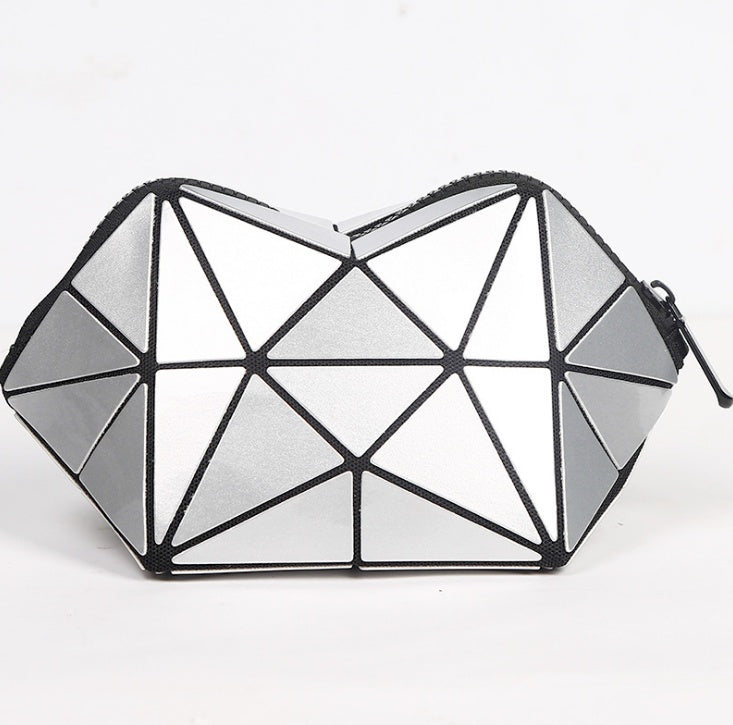 Trousse de Toilette Géométrique pour Femmes, Trousse de Maquillage à Fermeture Éclair, Organisateur de Cosmétiques Léger et Pliable pour Voyage
