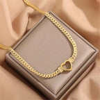 Collier et bracelet personnalisés « Chaîne d'amour » pour femme en acier inoxydable, bijou de clavicule inaltérable