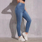 Jean slim taille haute rehausseur de fesses pour femmes