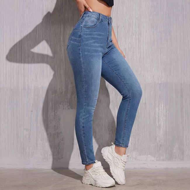 Jean slim taille haute rehausseur de fesses pour femmes Main Image