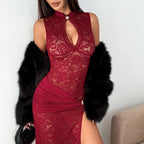 Robe transparente en dentelle sexy pour femme
