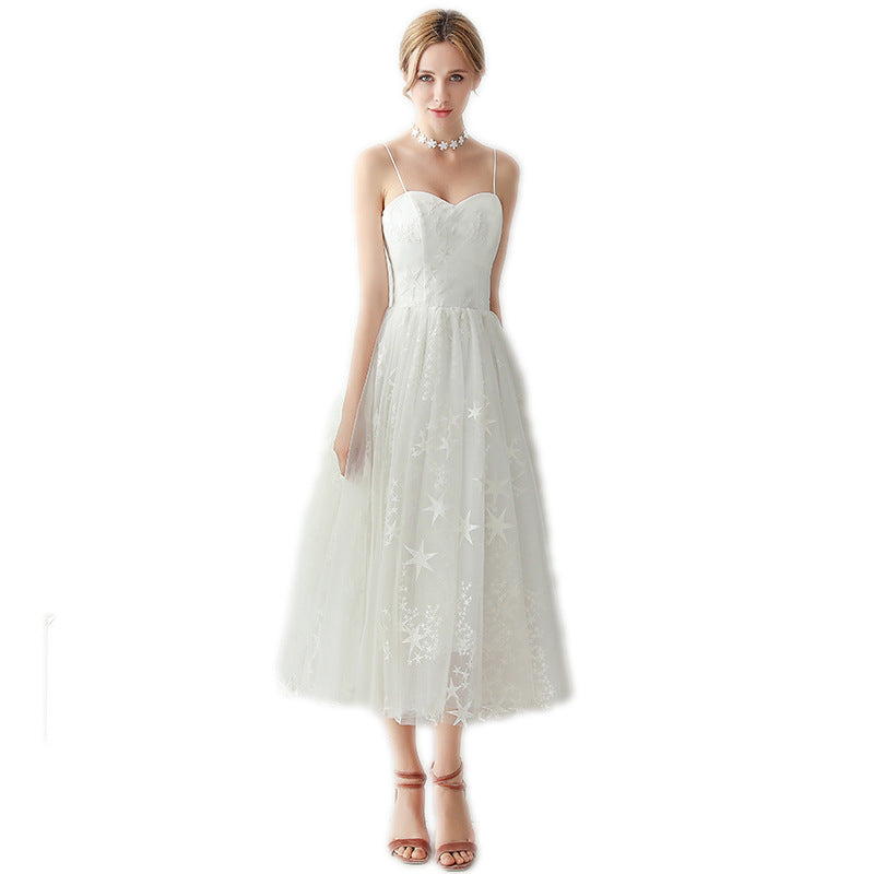 Robe de soirée blanche de banquet de mariage pour femmes