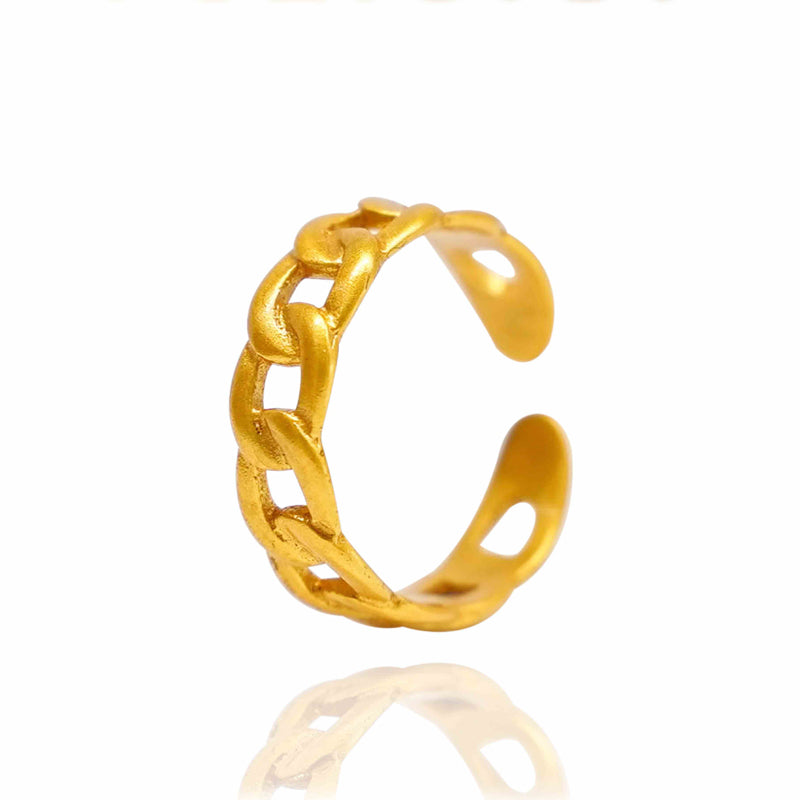 Bijoux en or 24 carats, bagues ouvertes à chaîne torsadée classique pour femmes, anneau de couple torsadé géométrique en zircon, bijoux