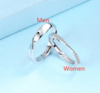 Bagues de couple en argent sterling S925 avec diamants pour hommes et femmes