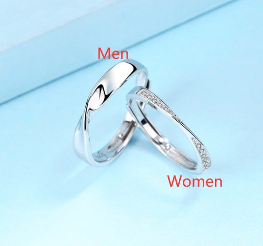 Bagues de couple en argent sterling S925 avec diamants pour hommes et femmes