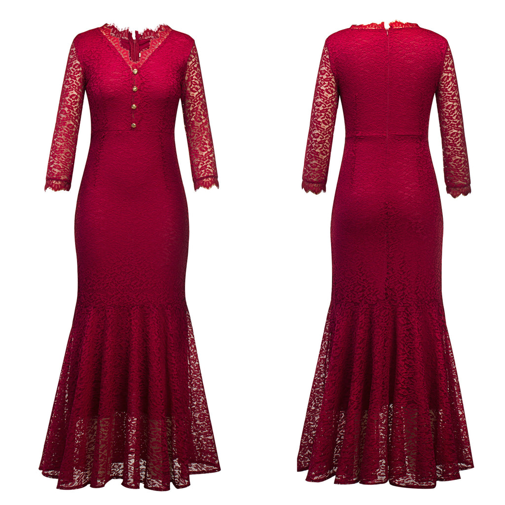 Robe de soirée florale et robe de mariée à col en V