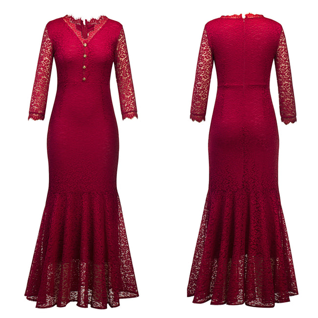Robe de soirée florale et robe de mariée à col en V Hover Image
