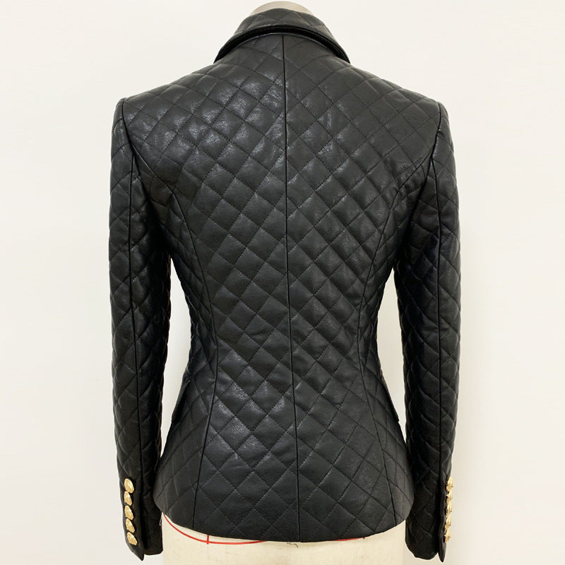 Blazer matelassé en cuir coupe ajustée