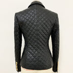 Blazer matelassé en cuir coupe ajustée
