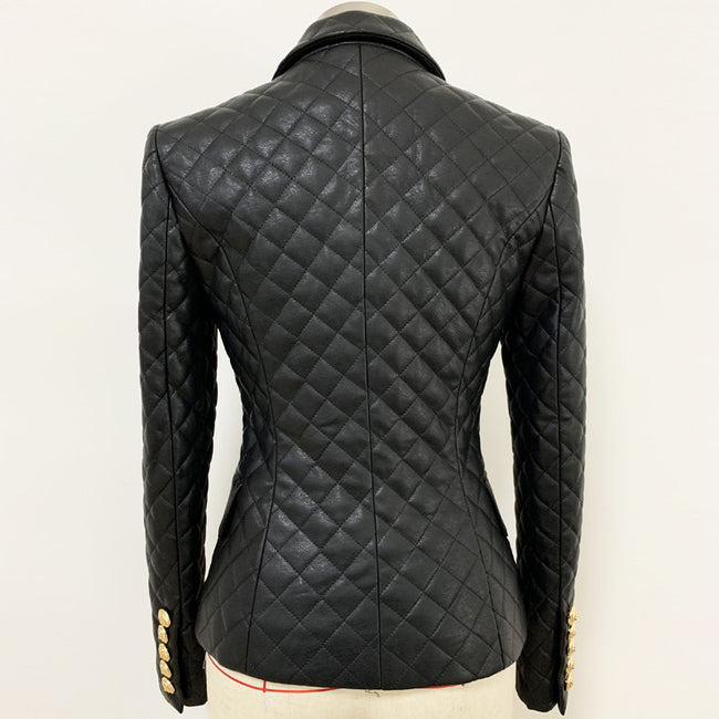 Blazer matelassé en cuir coupe ajustée Main Image