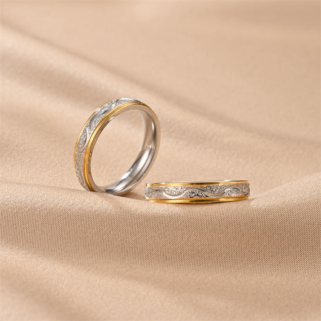 Bagues de couple en acier au titane pour femmes, design minimaliste de style coréen, inaltérables Hover Image