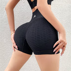 Shorts de sport pour femmes, taille haute, pour la gym, le yoga, le fitness, motif quadrillé