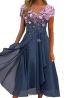 Robe en mousseline florale patchwork pour femme