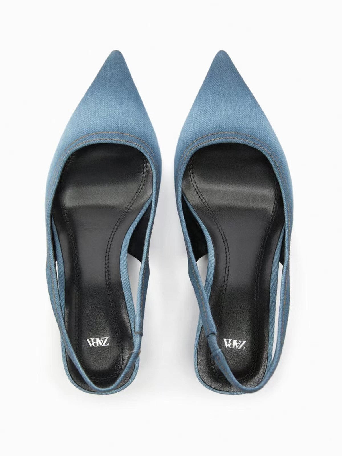 Talons hauts en jean bleu pour femme