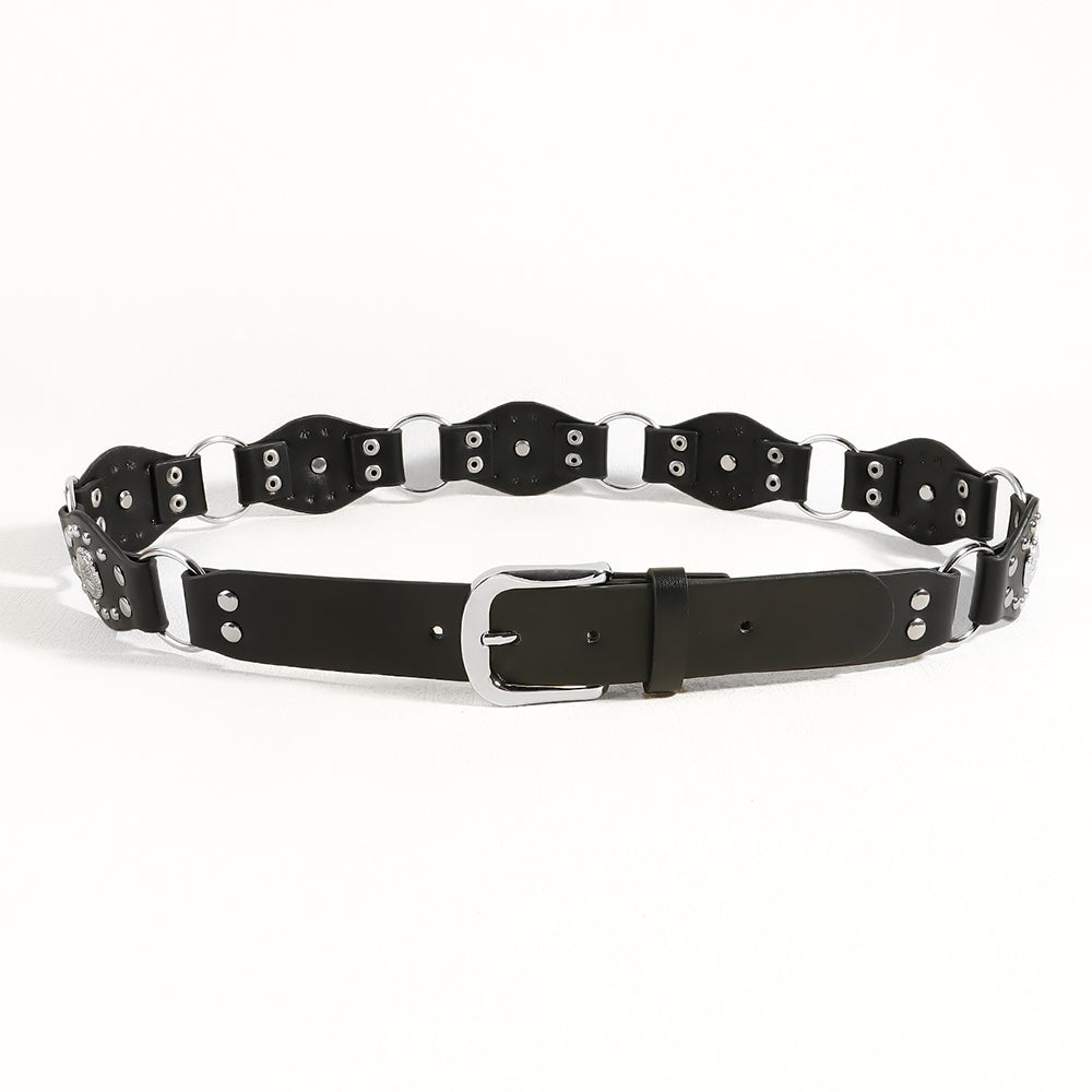 Ceintures vintage pour hommes et femmes avec jolie boucle métallique rivetée Accessoires de mode punk hip-hop