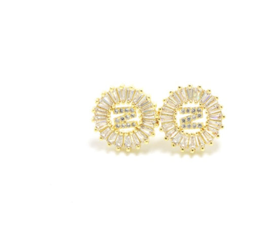 Boucles d'oreilles tendance pour femmes, clous d'oreilles dorés en forme de lettres