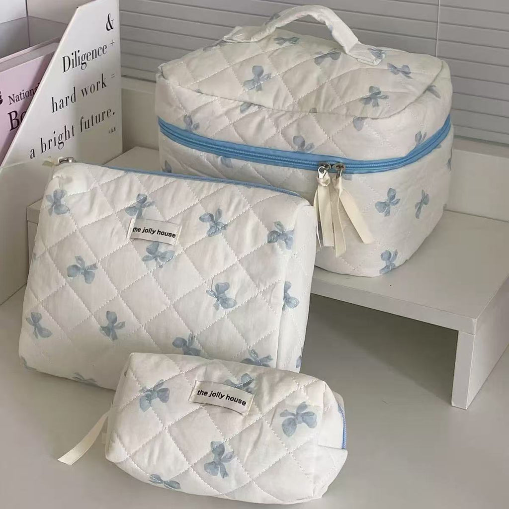 Trousse de maquillage grande capacité à nœud papillon