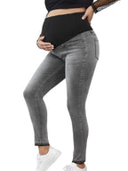 Pantalon en jean taille haute de grossesse avec soutien abdominal