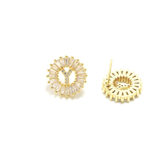 Boucles d'oreilles tendance pour femmes, clous d'oreilles dorés en forme de lettres