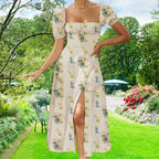 Robe à fines bretelles fleurie moulante pour femme