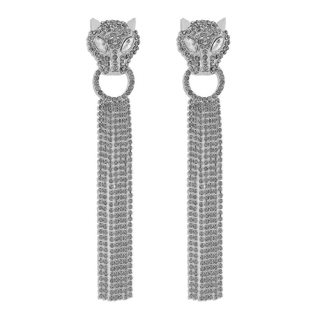 Boucles d'oreilles pendantes léopard personnalisées avec strass et pompons, bijoux tendance de luxe pour femmes