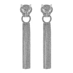 Boucles d'oreilles pendantes léopard personnalisées avec strass et pompons, bijoux tendance de luxe pour femmes