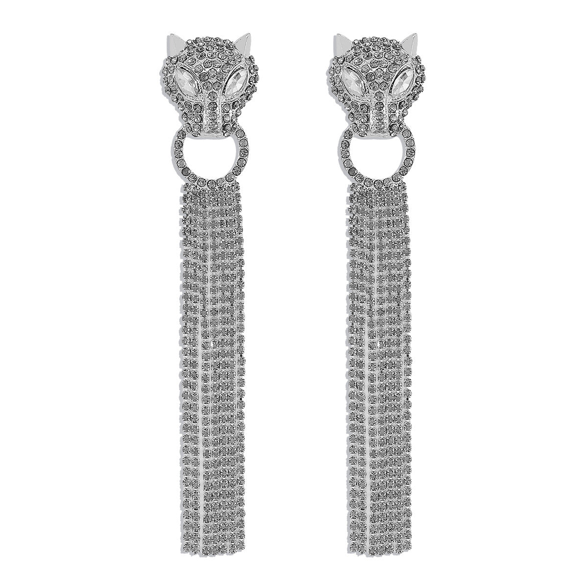 Boucles d'oreilles pendantes léopard personnalisées avec strass et pompons, bijoux tendance de luxe pour femmes
