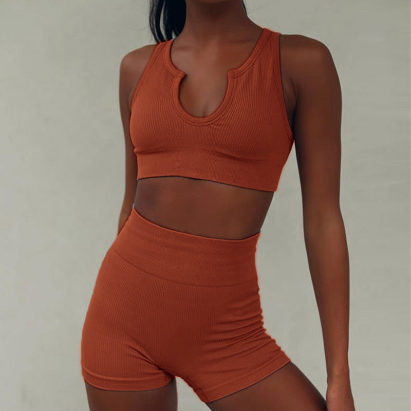 Ensemble débardeur et short deux pièces de yoga pour femmes