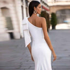 Fishtail Wedding Dress Slimming Long One-shoulder Gown