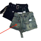 Short en jean taille haute trapèze pour femme